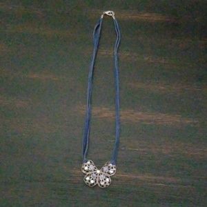 Navy blue necklace with butterfly pendant